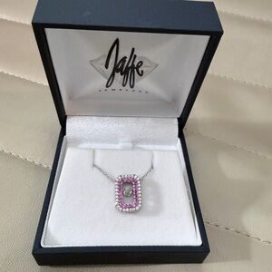 NIB custom pendent white and scarlet stone sterling silver necklace